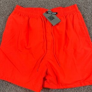 Armor Jeans Swim Trunks Mens Large Scarlet Neon Orange NEW AR-1006 Mesh Lined